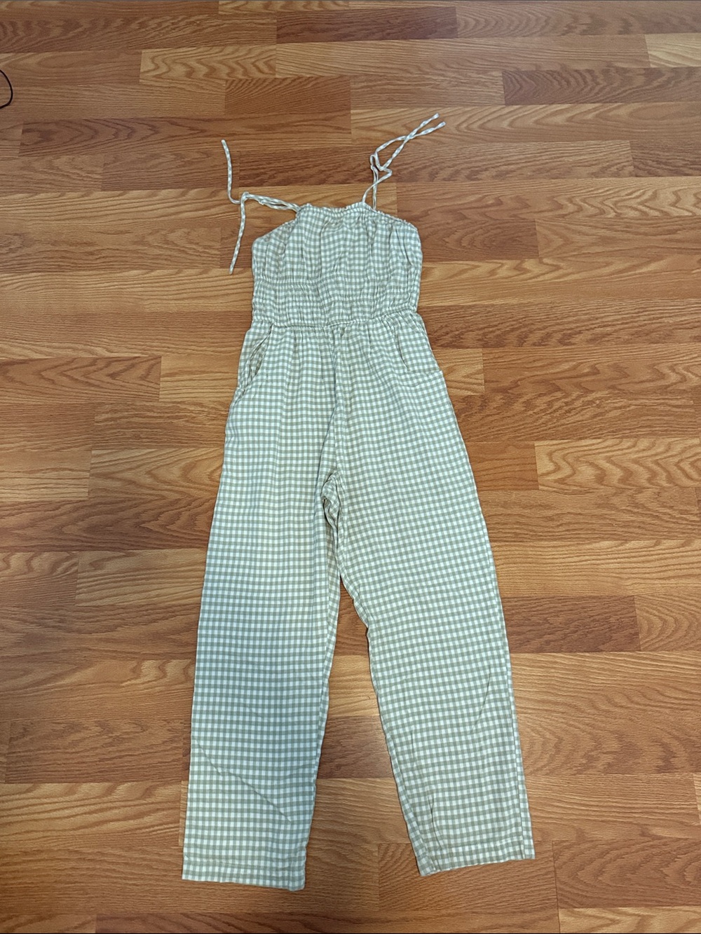 Jacquemus Sage Gingham Tie-Strap Jumpsuit
